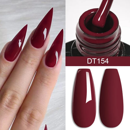MEET ACROSS 7ml Wine Red Gel Nail Polish - Long-Lasting, French Style, Perfect for DIY Nail Art Q49667-54