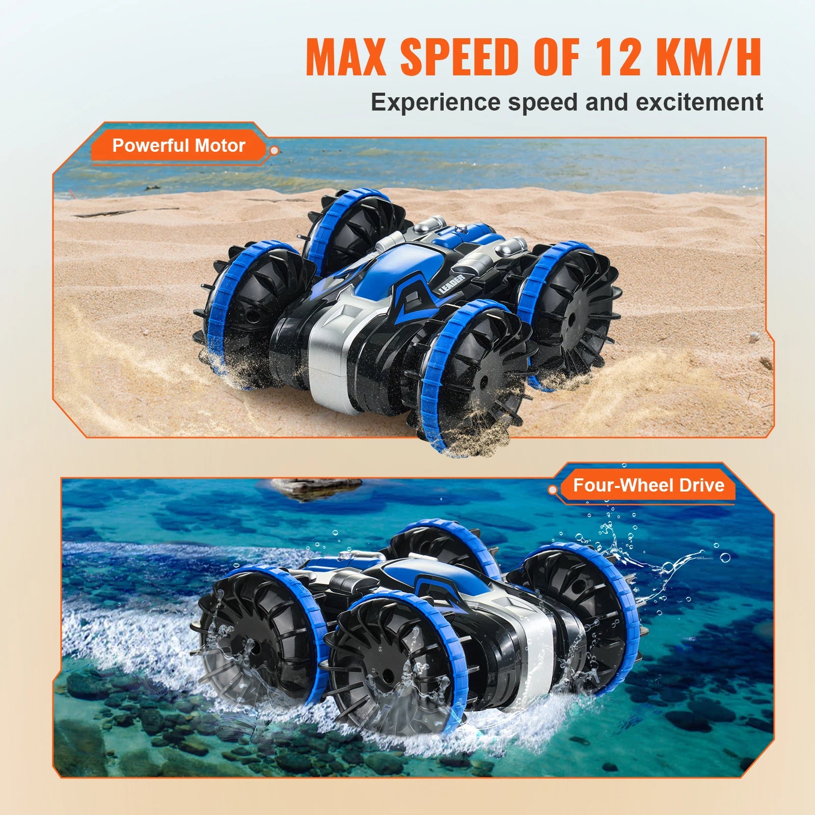 SucceBuy Amphibious RC Car Boat - 360 Degree Rotating Stunt