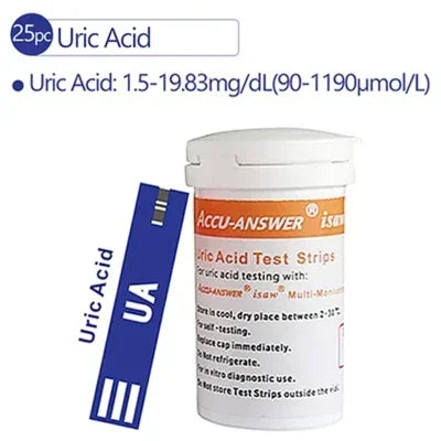 Accu Answer 4 In1 Blood Test Meter &ndash; Diabetes Gout Monitor 25pcs UA Strip