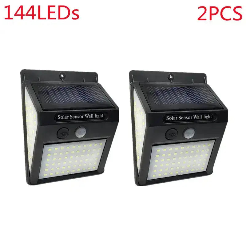 Outdoor 100 LED Solar Light Motion Sensor Waterproof Sunlight Garden Decoration Street Lights Solar Powered Lantern Wall Lamp 2Pcs 144Leds