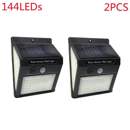 Outdoor 100 LED Solar Light Motion Sensor Waterproof Sunlight Garden Decoration Street Lights Solar Powered Lantern Wall Lamp 2Pcs 144Leds