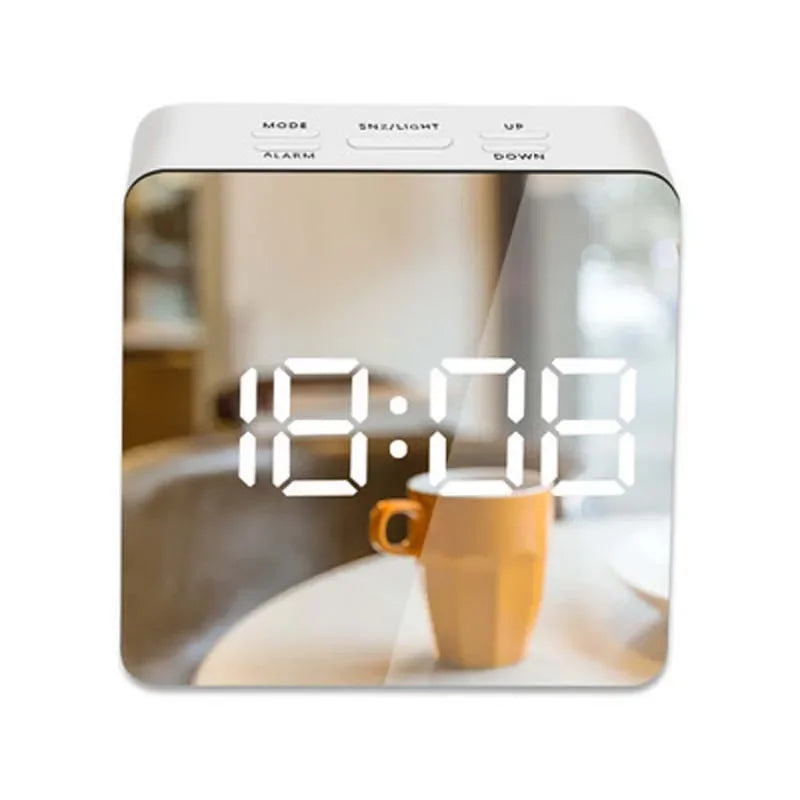 LED Mirror Alarm Clock &ndash; Large Display with Snooze Function A01
