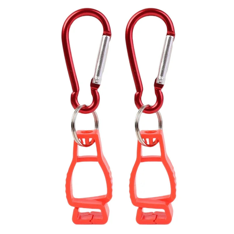 Glove Clip Hanger - Aluminium Alloy Safety Holder for Work Gloves Red - 2pcs