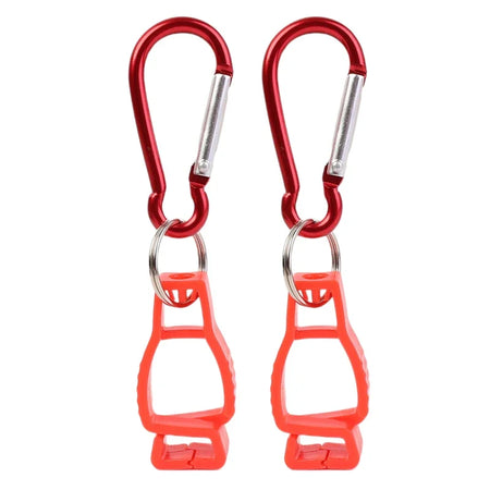 Glove Clip Hanger - Aluminium Alloy Safety Holder for Work Gloves Red - 2pcs