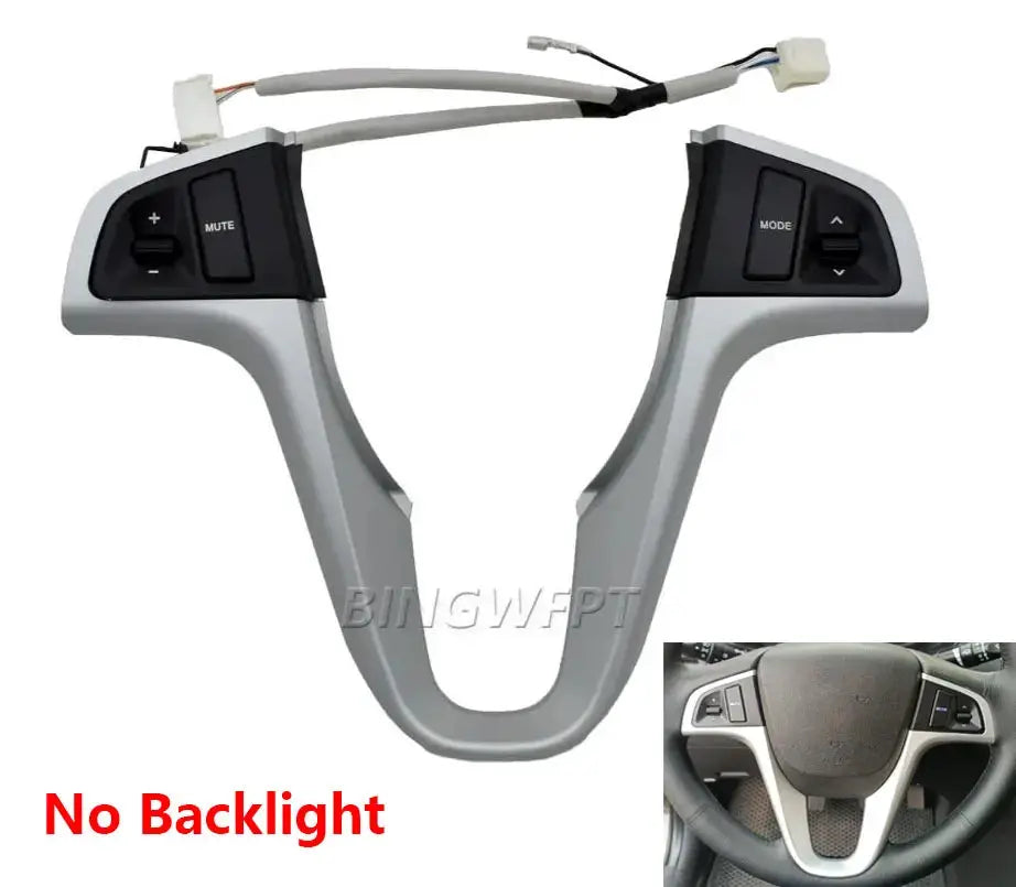 Silver Steering Wheel Control Buttons Switch Without Backlight For Hyundai VERNA Solaris 2010-2015 by InterCyprus Trading Ltd