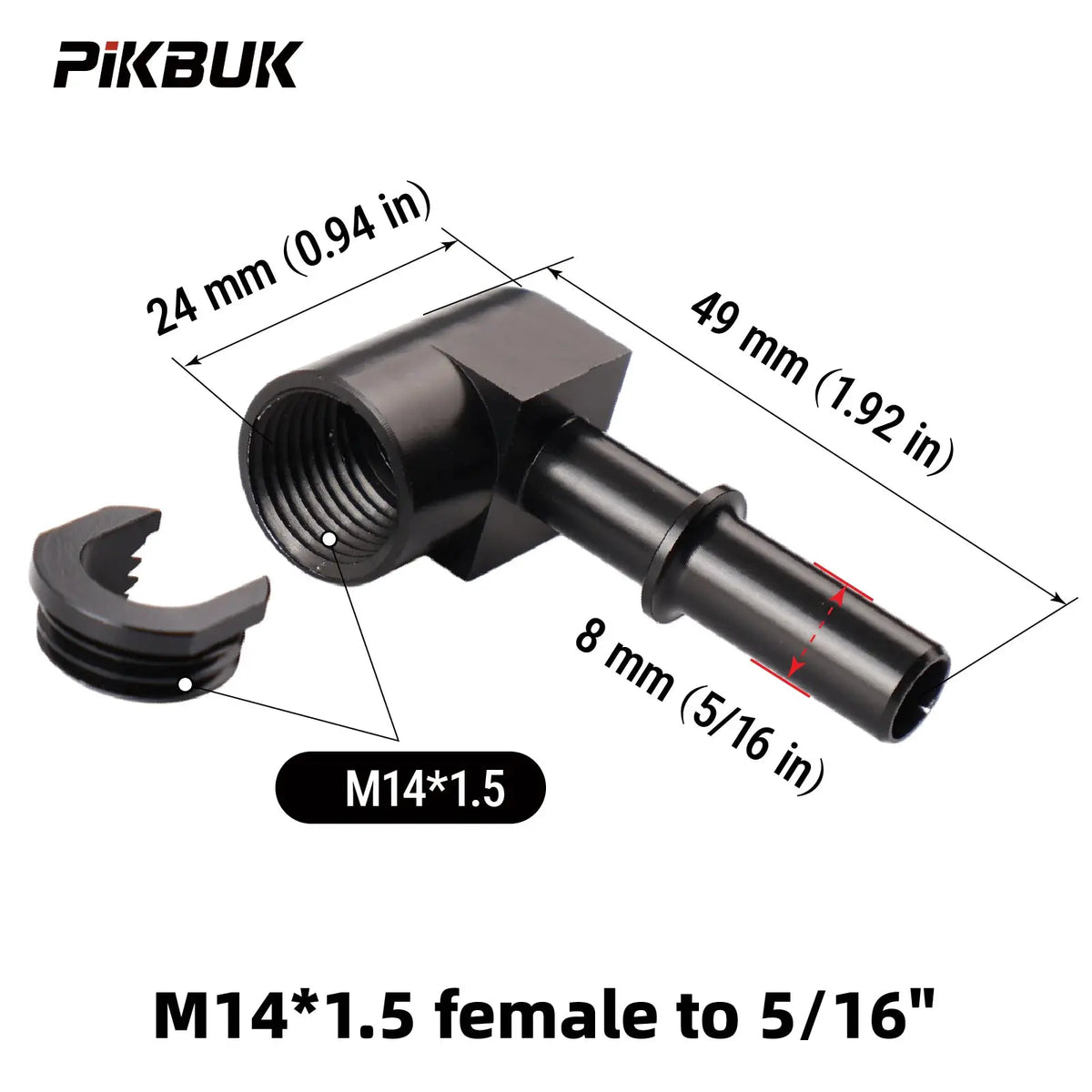 PIKBUK Aluminum Fuel Pump Fitting M14x1.5 Female to 5/16 3/8 For Walbro Pump Customization Available by InterCyprus Trading Ltd
