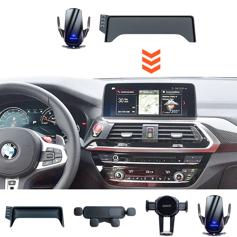 BMW X3 X4 10,3 tum trådlös biltelefonhållare 15W laddning