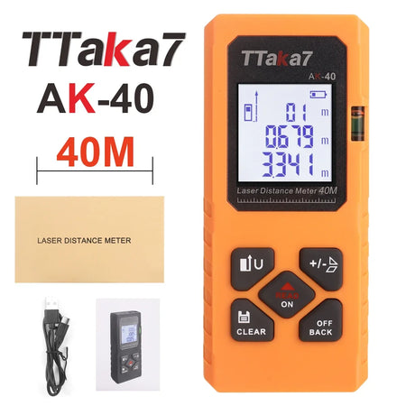 40M-60M Mini Smart Laser Distance Meter &ndash; USB Rechargeable orange 40m