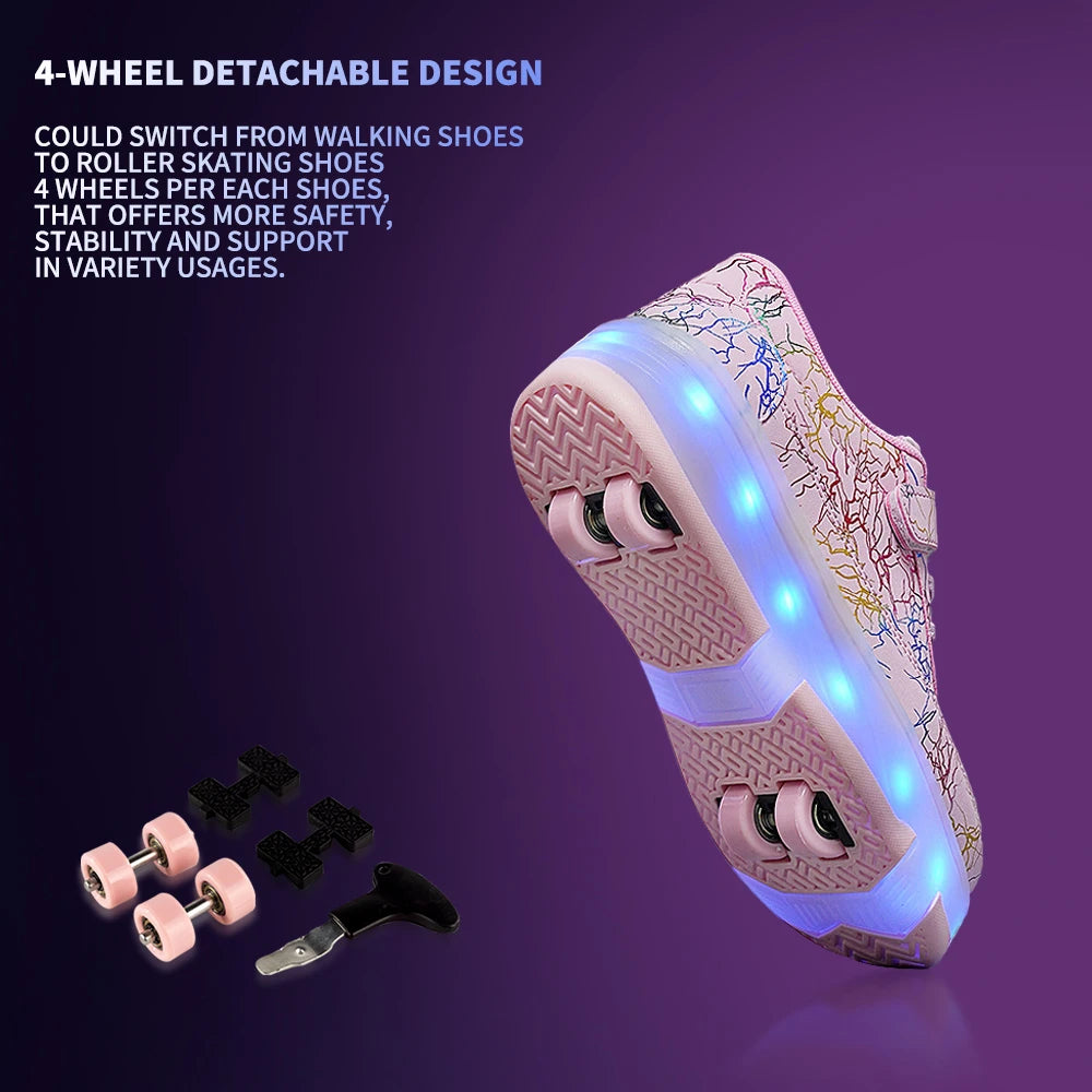 4 Wheel Dual-Use Roller Skates &ndash; Detachable Wheels System