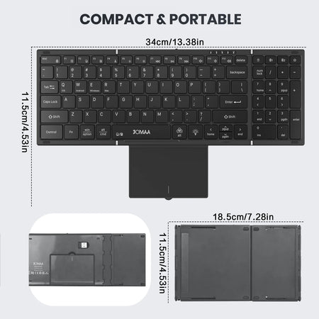 JOMAA Folding Keyboard - Touchpad Number Pad RGB Backlit