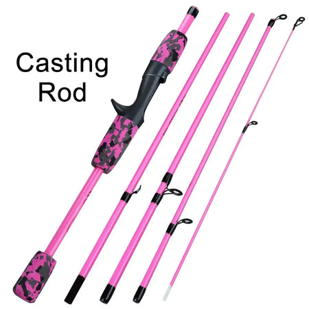 Sougayilang 5 Section Portable Travel Fishing Rod - Ultralight, EVA Handle, Spinning &amp; Casting Pink Casting