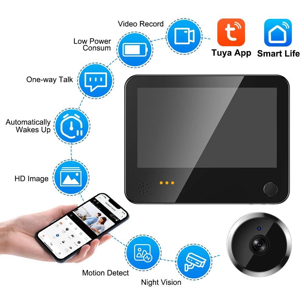 Awapow Tuya WiFi Door Camera &ndash; PIR Motion Detection