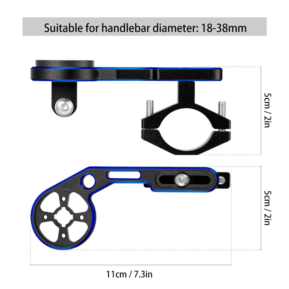 Aluminum Alloy Bicycle Computer Mount, Out Front Handlebar Holder With Camera Adapter And Light Holder For Garmin Bryton