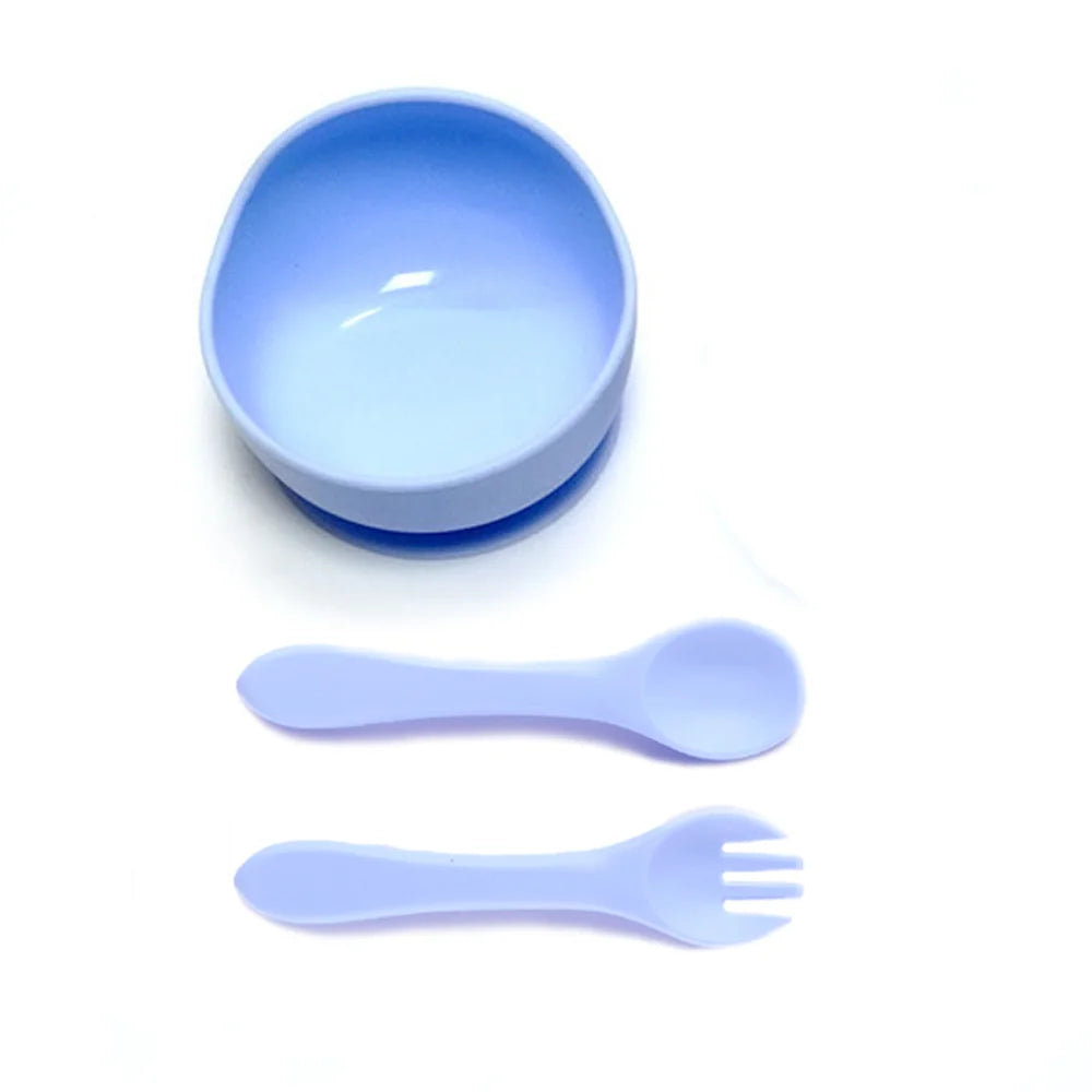 CZSAE 4pcs Baby Plate Set &ndash; Drop-Proof and Scald-Proof Design Sky blue