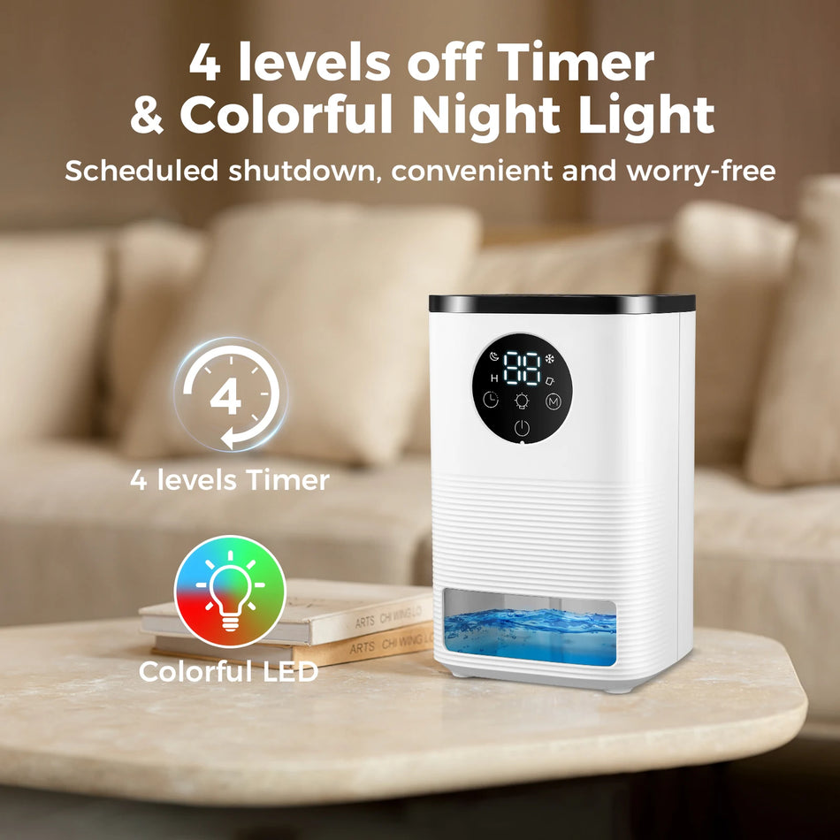 Dehumidificator 1600ml Ultra Silent Oprire Automată 7 Culori Lumină