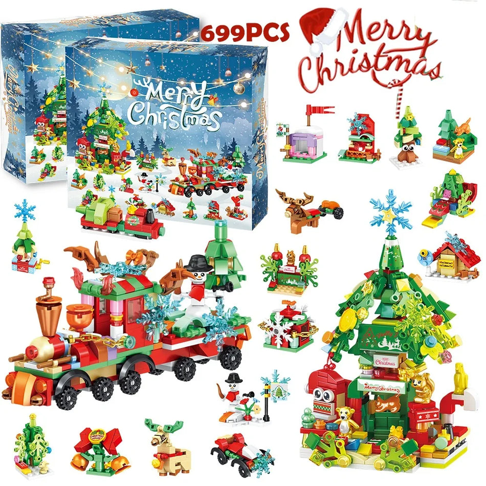 DIY Christmas Advent Calendar Train Toys Made Of Plastic, 24-Day Countdown Gift Box