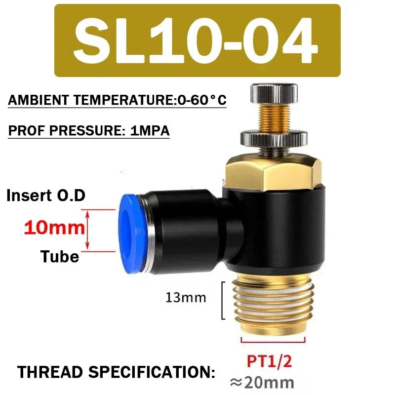 SL Throttle Valve 4 6 8 10 12mm Pneumatic &ndash; Fast Connection SL10-04