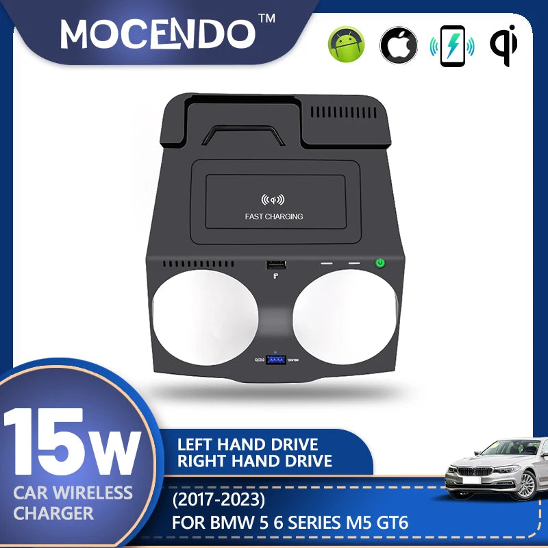 Chargeur de voiture sans fil Qi charge rapide pour BMW 5 6 Série 6GT
