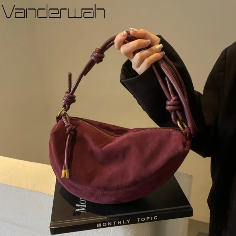 Zimní umělá semišová kabelka přes rameno pro ženy, malá kuličková crossbody s kapsou na telefon, luxusní zip