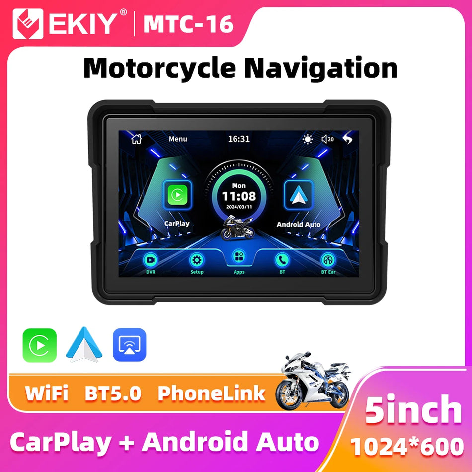 EKIY 5.0 Inch Wireless CarPlay Moto &ndash; Portable Digital Motorcycle GPS Navigation Screen