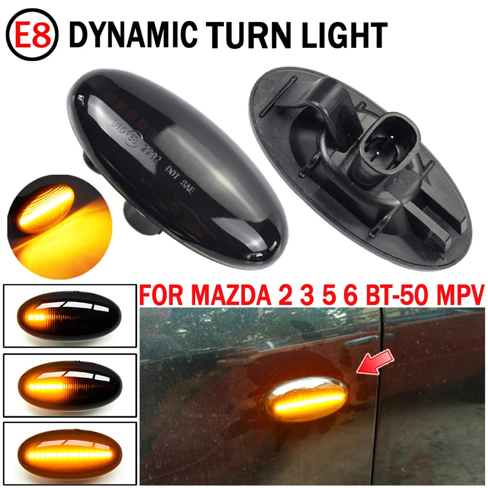 Kääntösignaalin sivuvalon LED-dynaaminen vilkku MAZDA 2 3 5 6 BT-50 MPV II varten