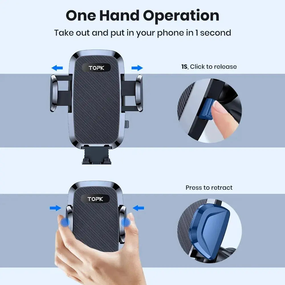 TOPK Car Phone Holder Mount 2-IN-1 Handsfree Stand Phone Holder for Dashboard & Air Vent Compatible with iPhone Samsung Android by InterCyprus Trading Ltd