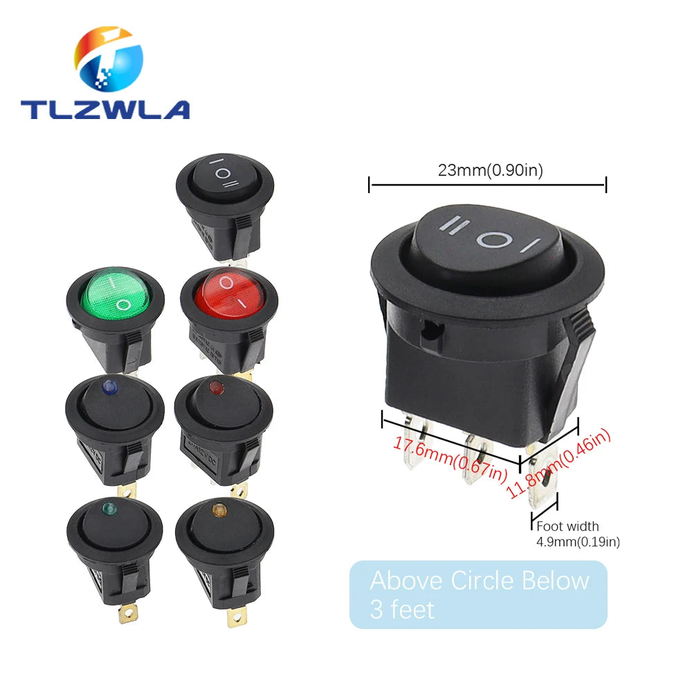 TLZWLA Round Rocker Switch &ndash; LED Illuminated Design for Versatile Usage