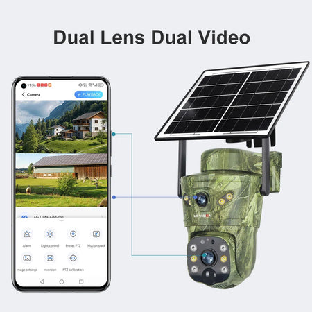 LS VISION 8MP Dual Screen Solar Camera Outdoor 4G/WiFi PTZ PIR Detection 2-Way Talk Waterproof Surveillance Cameras V380 Pro App