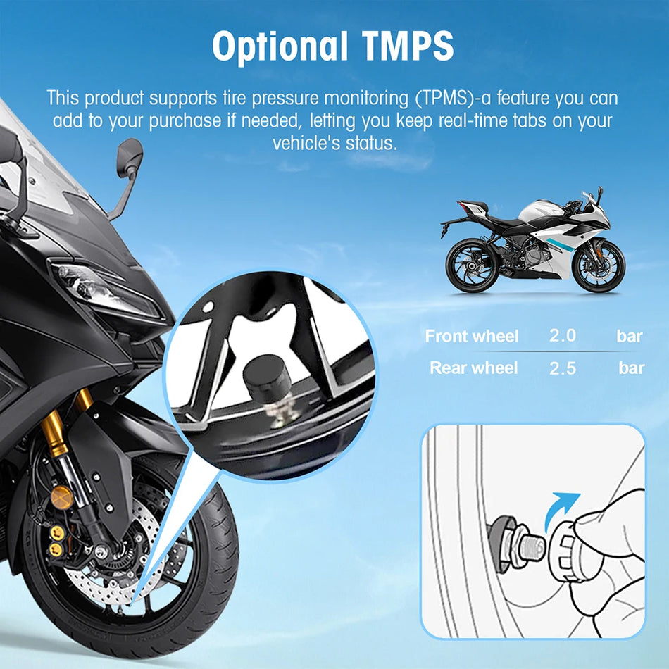 Motorcykel Touch Screen 5 Tum IP67 Vattentät Med CarPlay Android Auto