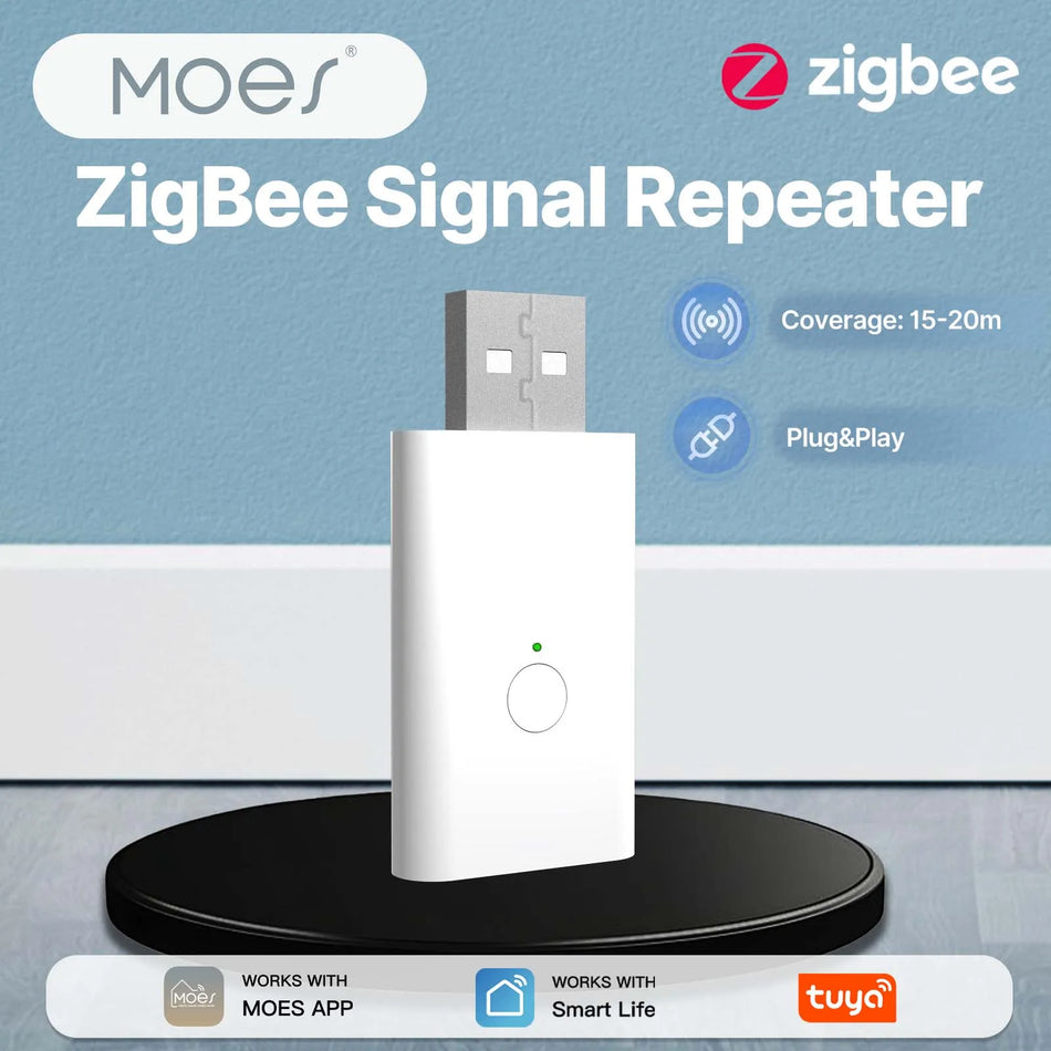 MOES ZigBee 3.0 signální opakovač s USB portem, prodlužovač dosahu pro Tuya bránu