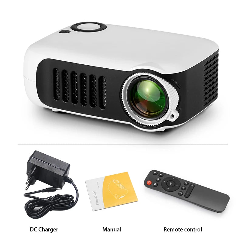 A2000 &ndash; Ultra Portable Mini Projector 1080P 4K HDMI White / AU Plug