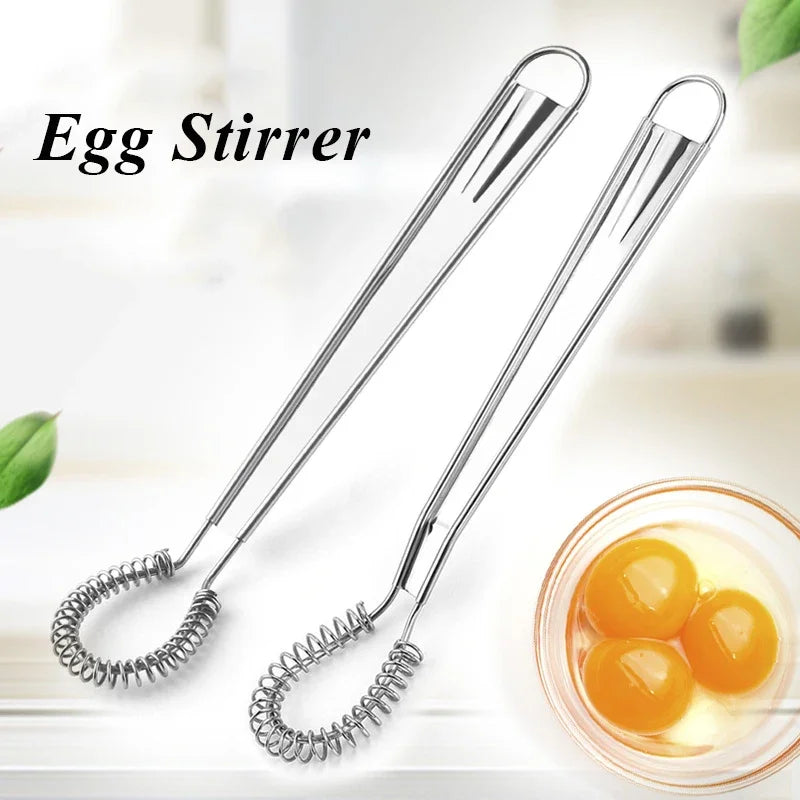 🟠 Egg Whisk Spring Cooking Tools Hand Mixer Kitchen Gadgets Spoon Sauces Honey Stainless Steel Cream Mixing Kitchen Supplies