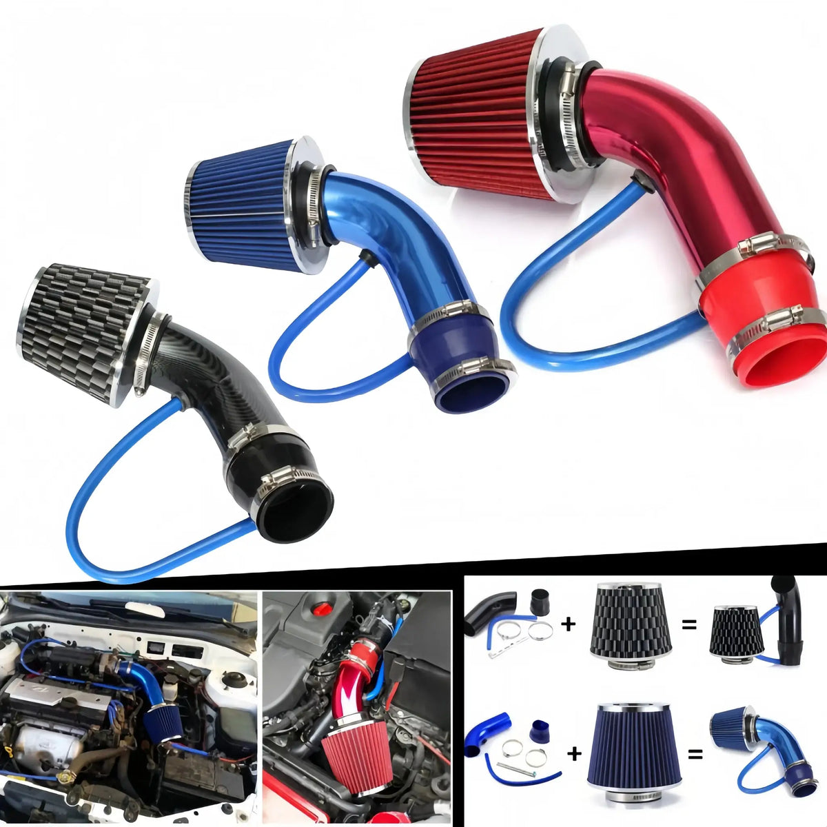 76mm Car Refitted Winter Mushroom Head Air Filter Intake Pipe Filter High Flow High Cold Air Filter Aluminum Pipe Kit by InterCyprus Trading Ltd