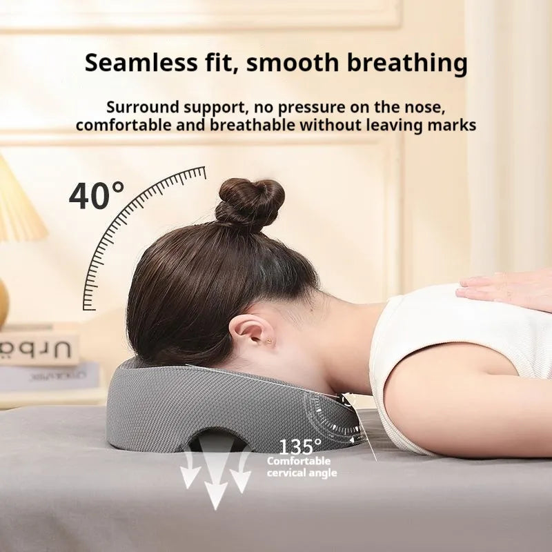 Ergonomic Face Down Pillow with Breathable Memory Foam for Salon &amp; Home