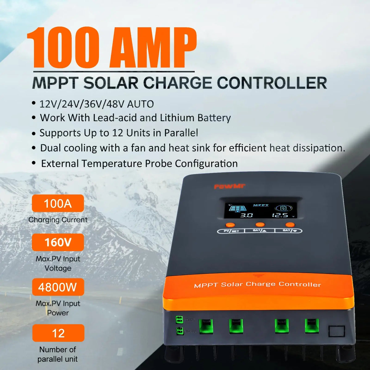 Powermr 100A Solar Charge Controller - MPPT High Efficiency