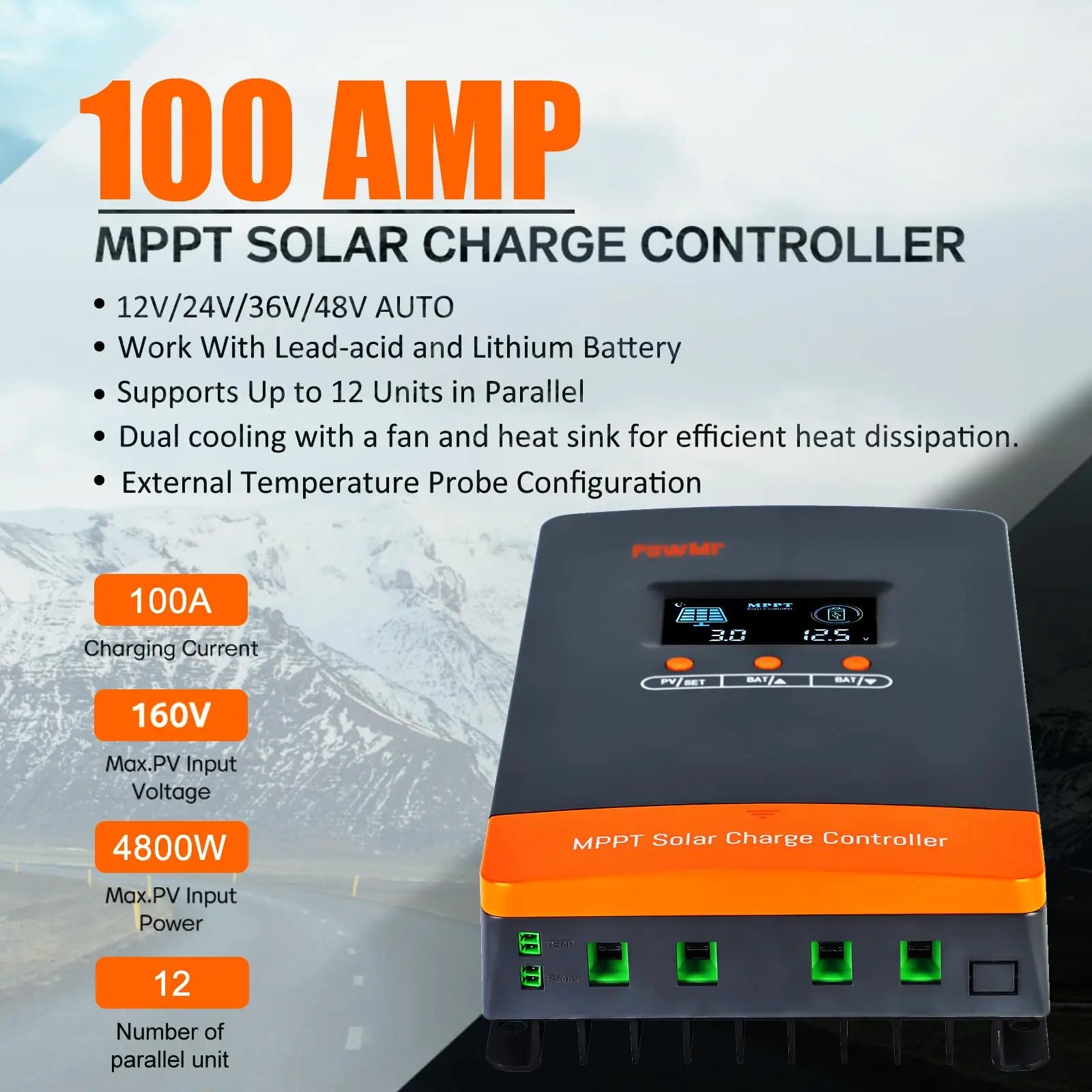 Powermr 100A Solar Charge Controller - MPPT High Efficiency