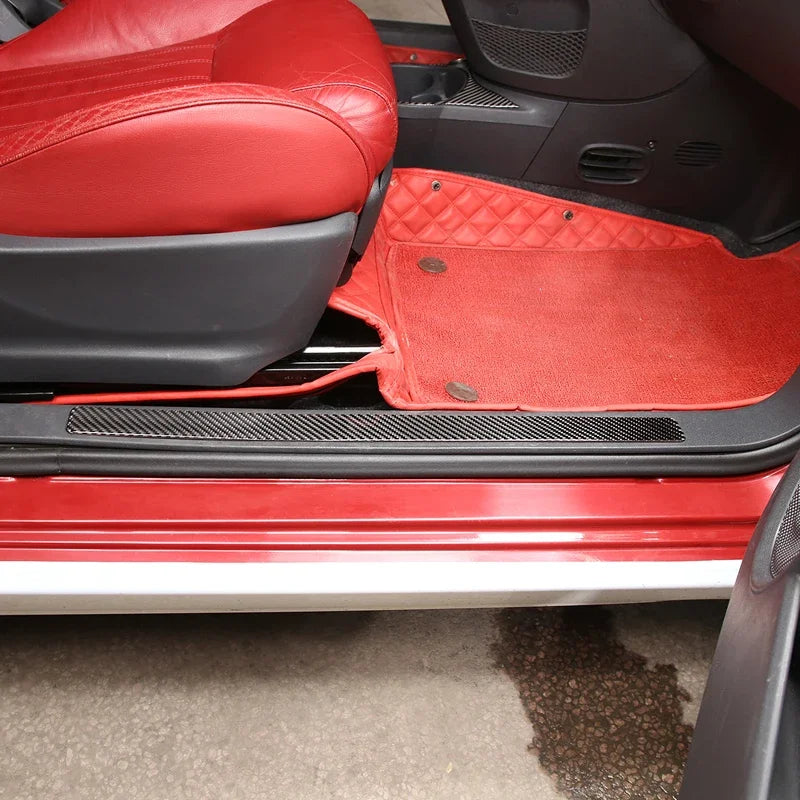 Fiat 500 2011-19 Miękka osłona progów w stylu włókna węglowego
