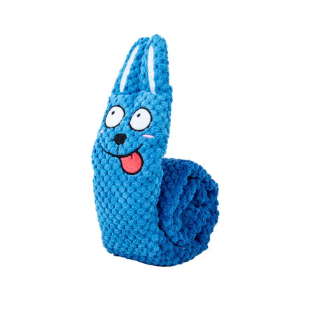 Interactive Plush Dog Puzzle Toy with Sound and Food Hiding Features - Foldable Chew Toy for Puppies and Dogs Blue rabbit