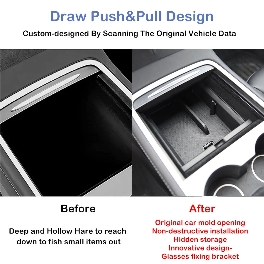 Οργανωτής Αυτοκινήτου Tesla Model 3, Model Y Με Αποθηκευτικό Χώρο Κεντρικής Υποβραχιόνιας Κατασκευασμένος Από TPE