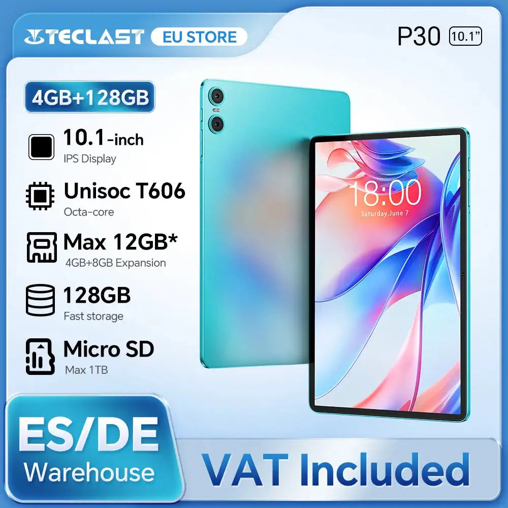 Teclast P30 Tablet 10.1 Inch Android 14 12GB RAM 128GB IPS Teclast P30T and Case / GERMANY