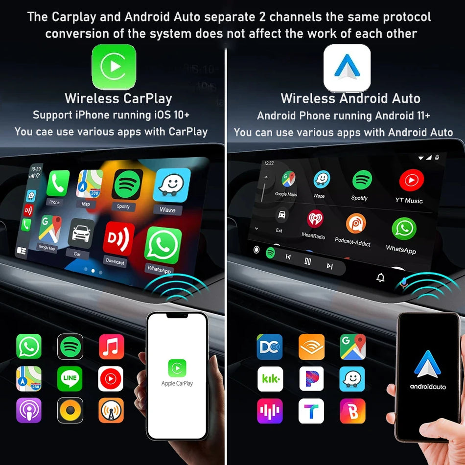 Мазда Тойота Мерцедес Пежо Волво Киа 4-в-1 CarPlay Android Auto Кутия