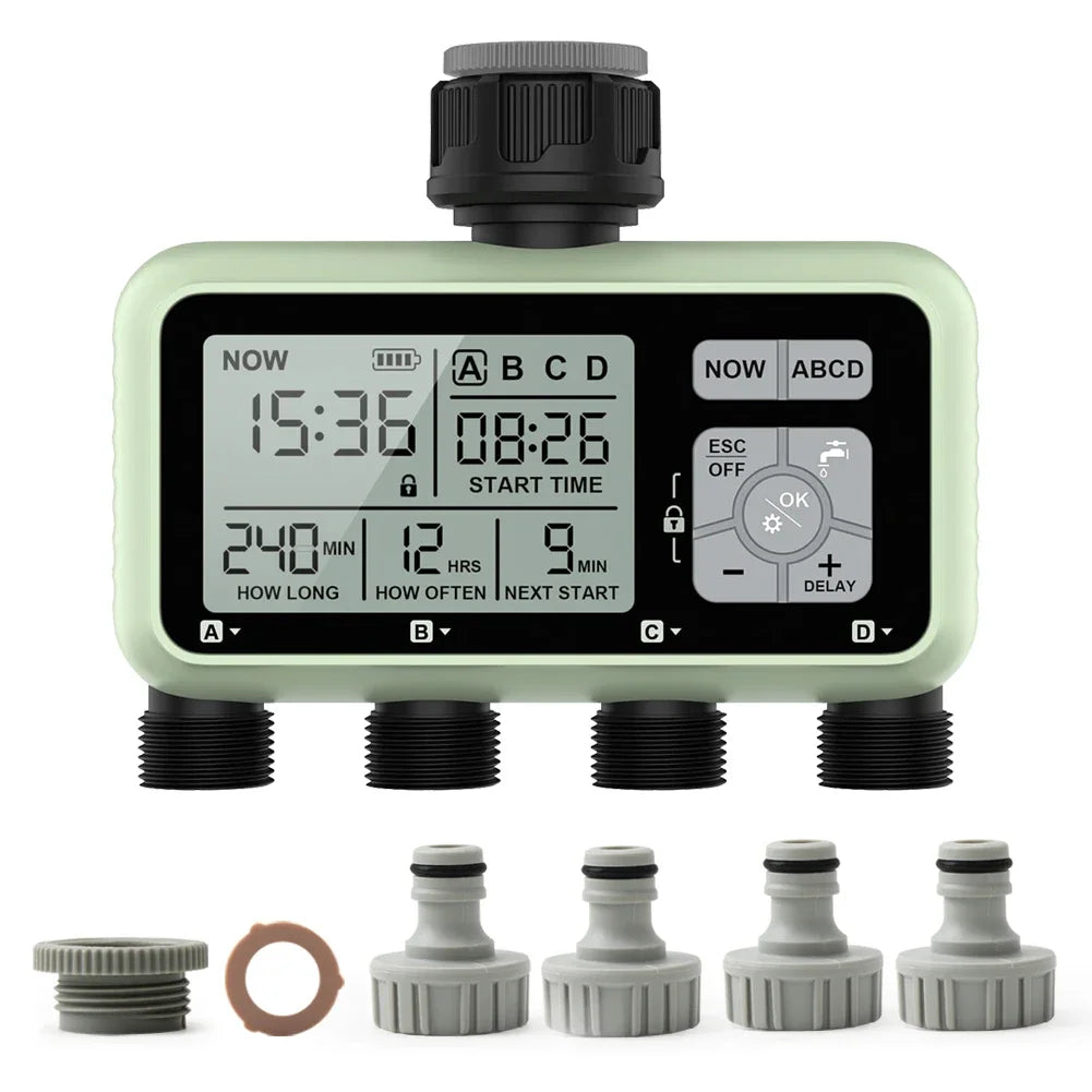 Automatic 4-Outlet Water Timer Controller for Efficient Garden Irrigation 4 outlet eu