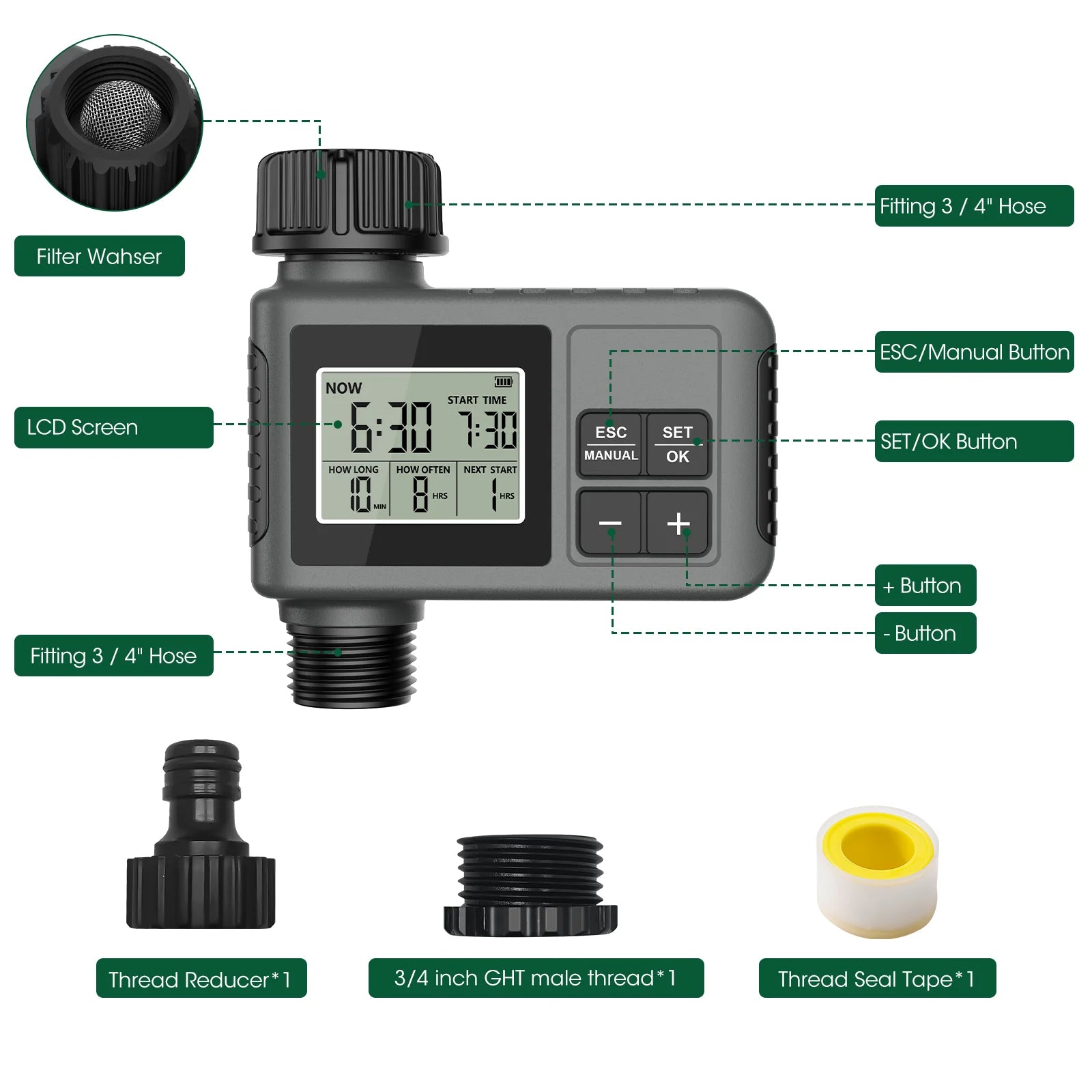 Insoma Automatic Water Timer - Intelligent Irrigation System with LCD Display