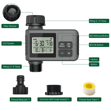 Insoma Automatic Water Timer - Intelligent Irrigation System with LCD Display