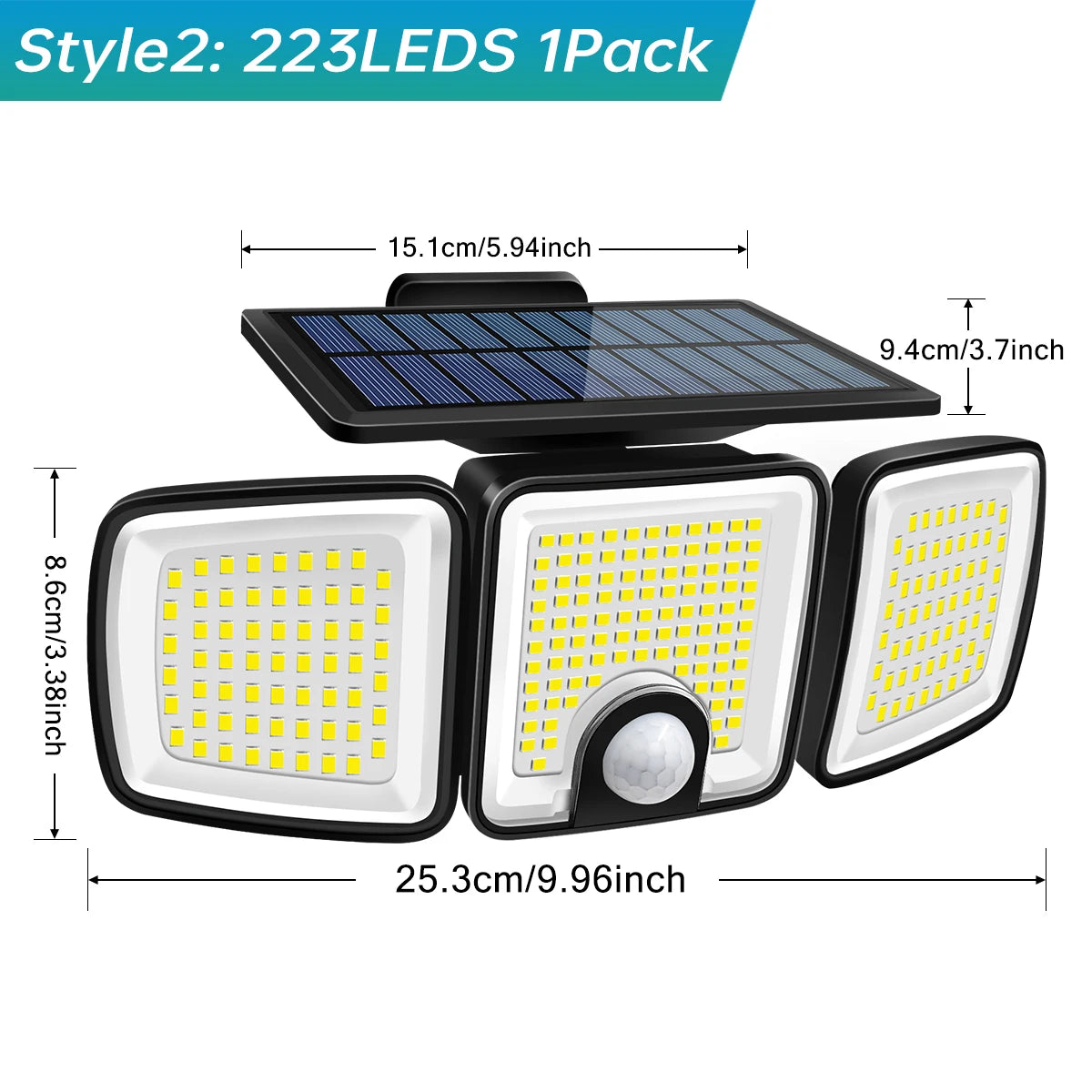 ZH-070LY Solar Motion Light Outdoor &ndash; Three-Head 270 Degree 1pcs Style2