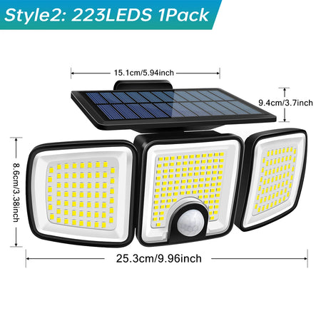 ZH-070LY Solar Motion Light Outdoor &ndash; Three-Head 270 Degree 1pcs Style2