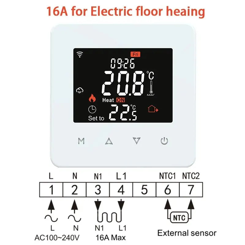 Tuya Smart Home Thermostat &ndash; WiFi Remote Floor Heating Electric Heat.White