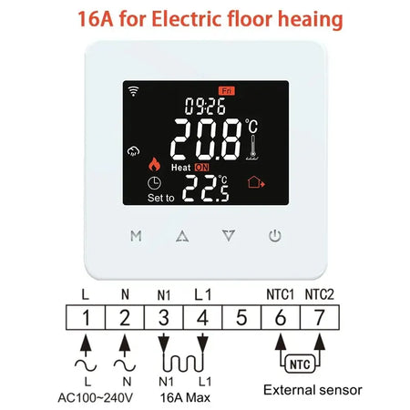 Tuya Smart Home Thermostat &ndash; WiFi Remote Floor Heating Electric Heat.White