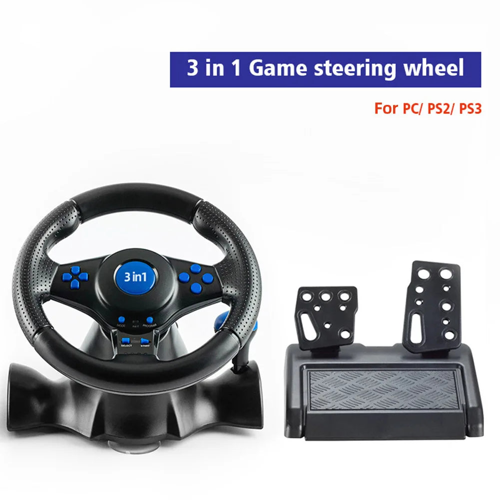Multi-Platform Racing Simulator Steering Wheel with Vibration and Gear Shifter 3 in 1