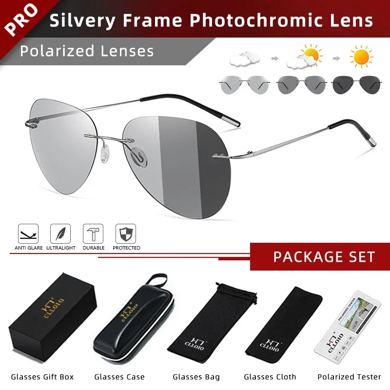 CLLOIO Ultralight Titanium Sunglasses &ndash; Photochromic C3-Package Set